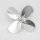 Aluminum Fan Blade, 4 Blade, 6-1/2" Dia., CW, 1/4" Bore, Hub on Intake