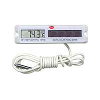Panel Thermometer White Rectangular Solar Powered, -58/158 Deg F/Deg C