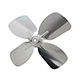 Aluminum Fan Blade, 4 Blade, 5-1/2" Dia., CW, 1/4" Bore, Hub on Intake