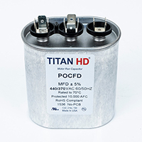 Titan HD Run Capacitor 40+3 MFD 440/370 Volt Oval