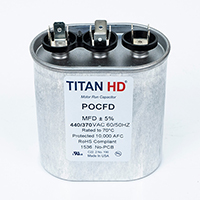 TITAN HD Run Capacitor 35+4 MFD 440/370 Volt Oval